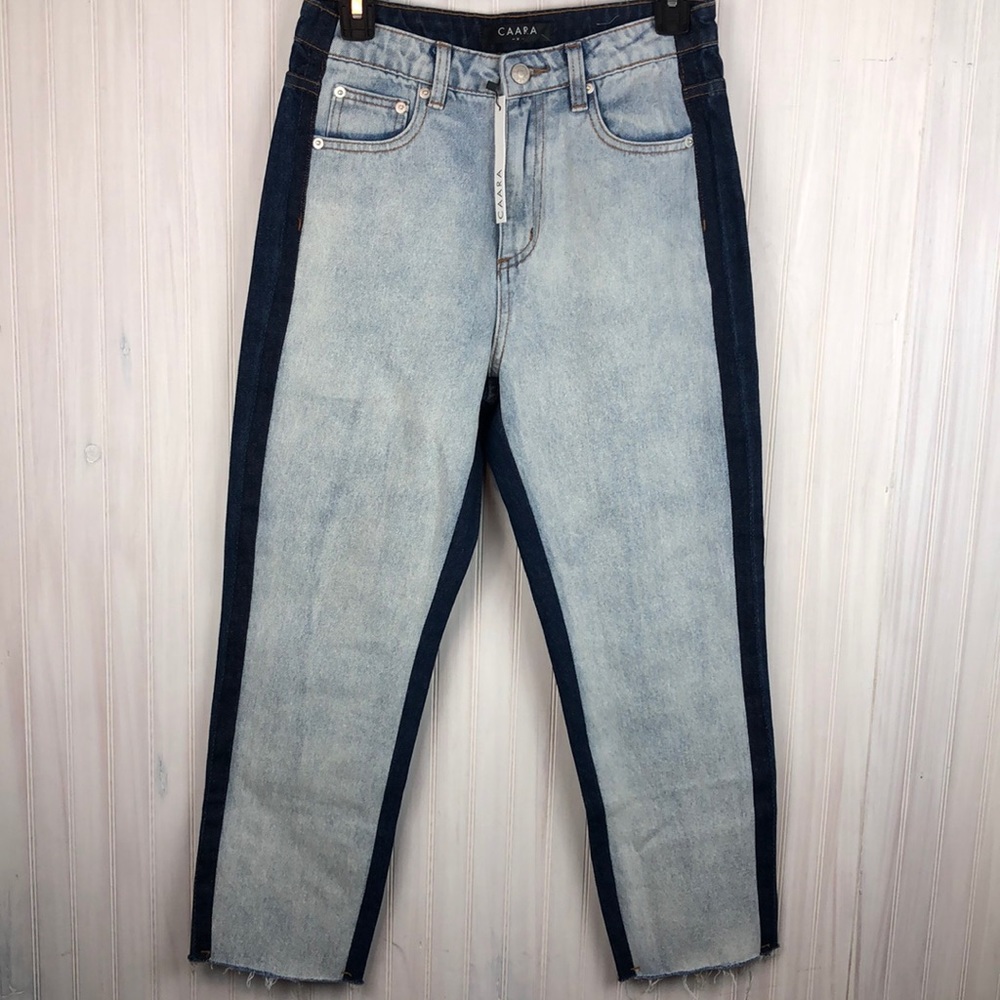 CAARA Two-Tone High-Rise Women's Jeans - Light & Dark Blue